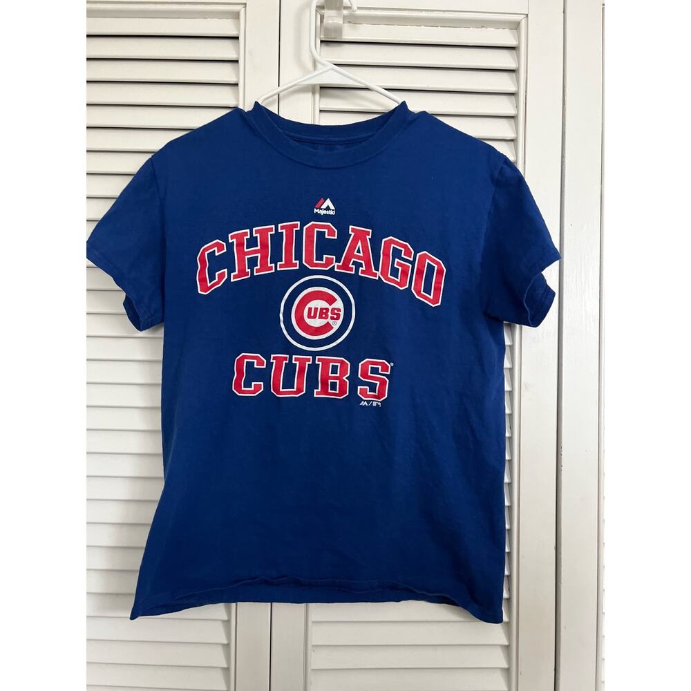 Majestic Chicago Cubs Baseball Blue Tee-Shirt Sz: Small